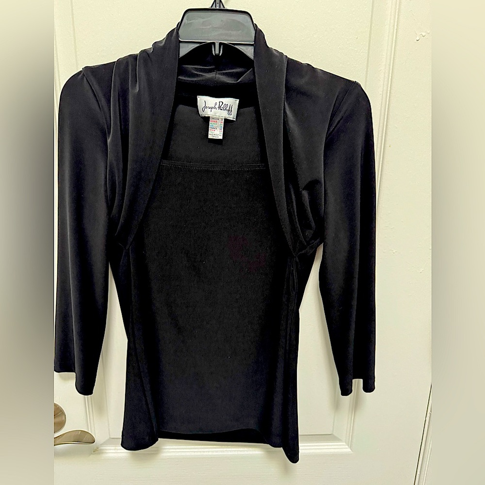 Joseph Ribkoff Black Top with stylish neckline, Size 12